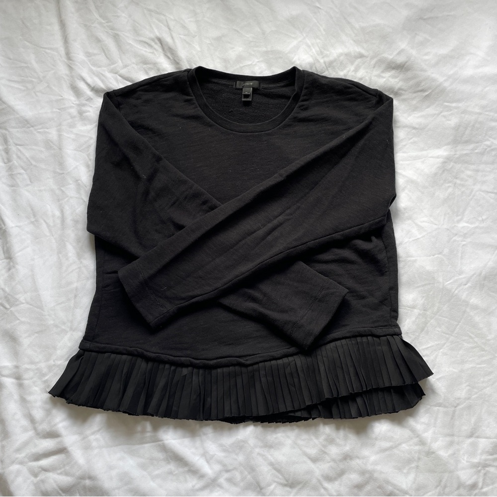 J Crew Black Sweater with Ruffle detailing